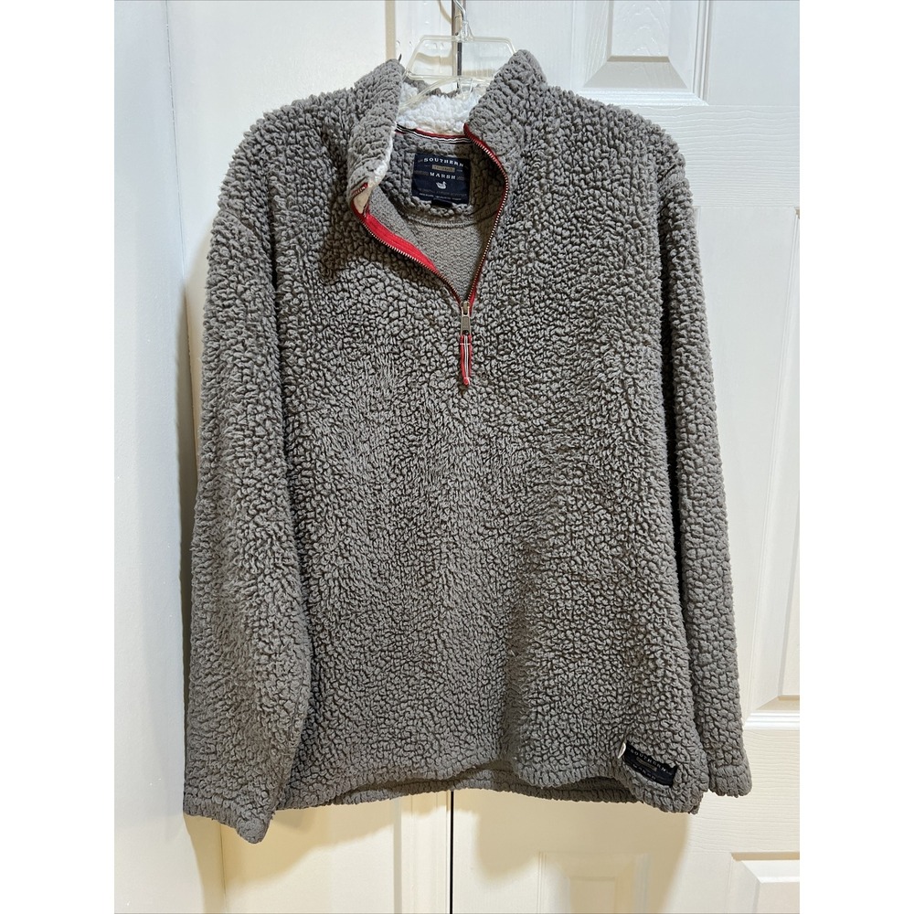 Southern Marsh Gray Pile Sherpa 1/4 Zip Pullover Jacket Women's L
